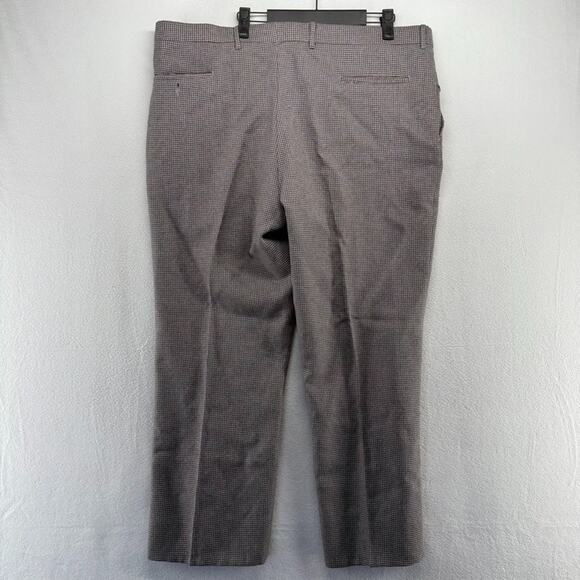 Vintage Houndstooth Trousers Fits 40x29 Gray Red Check Bootcut Talon Pants 70s - Picture 9 of 15